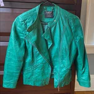 Zara Green Faux Leather Jacket